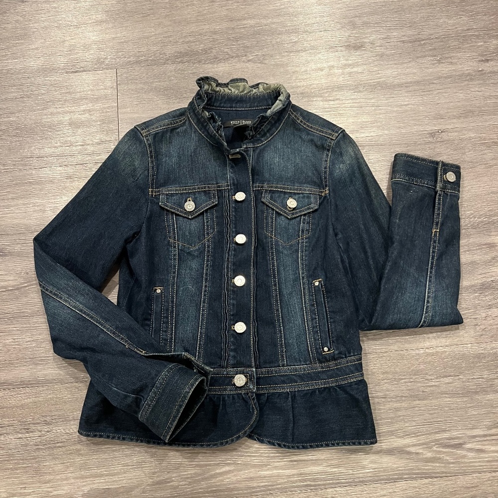 White House Black Market Dark Blue Denim Jean Jacket